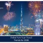Dubai New Year travel trends with fireworks and city skyline