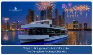 Dubai NYE cruise fireworks view skyline